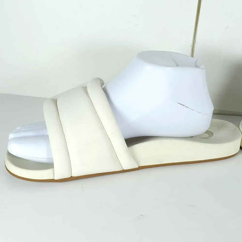Olukai Women Sunbeam US7 OffWhite Slip-On Comfort Padded Slide Sandals